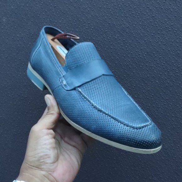 Kenneth Cole Luxury Perforated Leather Loafers. main image 10
